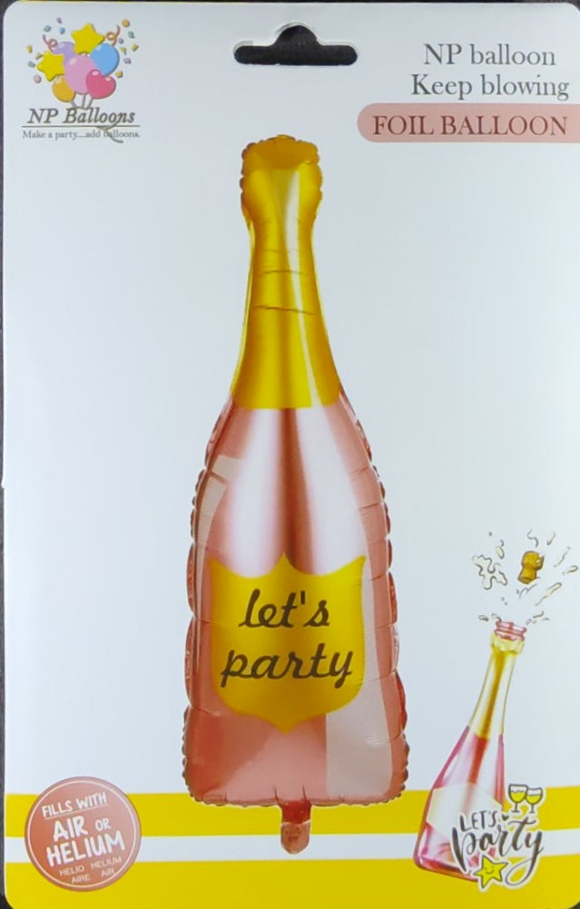 Champagne Bottle Foil Balloon Single - Pink and Gold - Jack&Jinn