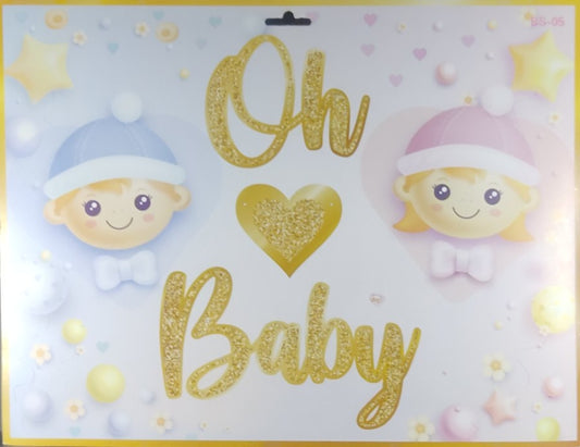 Glittering Cursive Gold Oh Baby Banner - Jack&Jinn