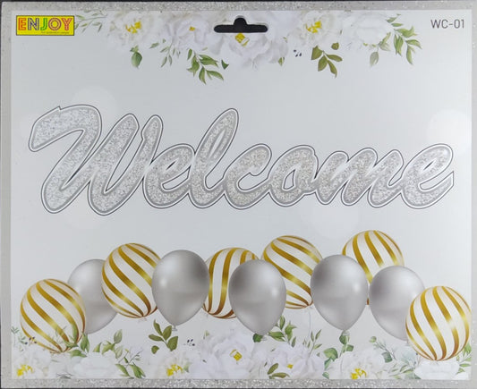 Glittering Silver Cursive Welcome Banner - Jack&Jinn