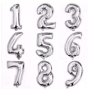 Silver Number Foil Balloons - 16 Inch - Jack&Jinn