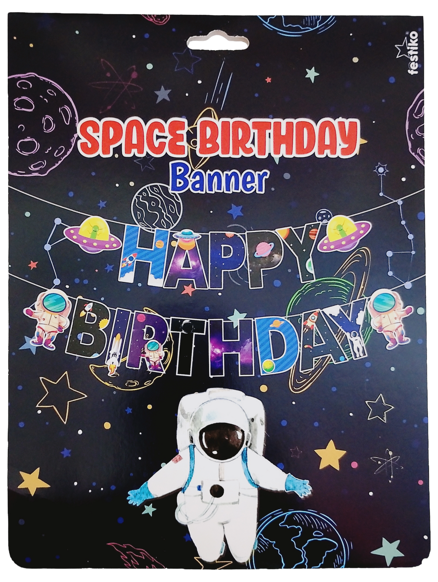 Space Themed Happy Birthday Banner – Astronaut Theme Party Décor - Jack&Jinn