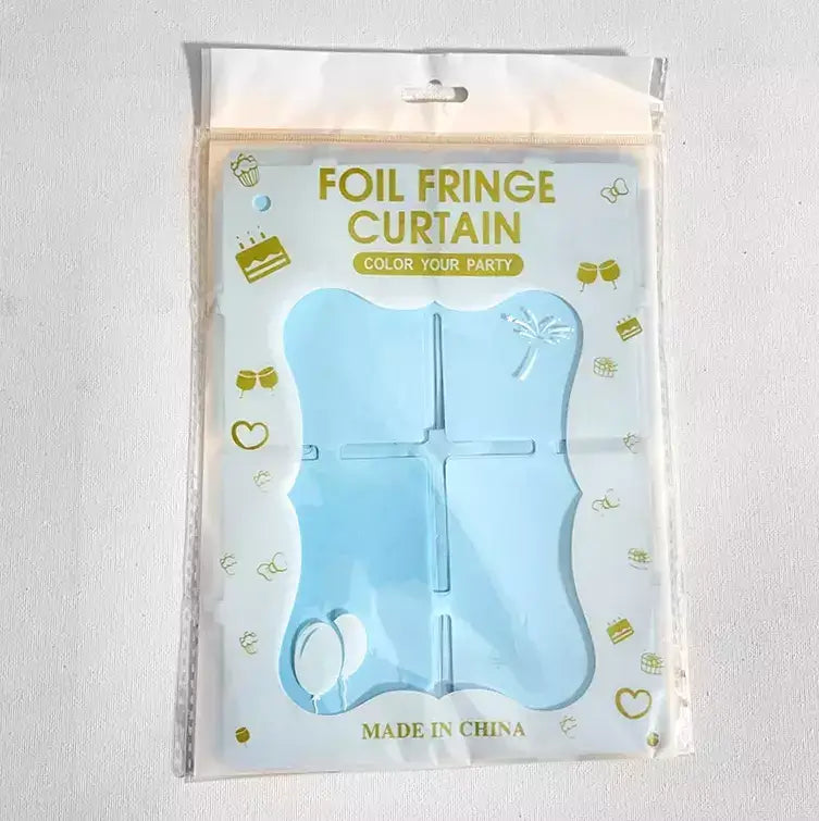 Large Square Foil Curtain backdrop - Pastel Blue for Simple Birthday Decorations at Home