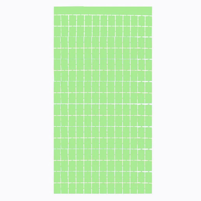 Large Square Foil Curtain backdrop - Pastel Green for Simple Birthday Decorations at Home