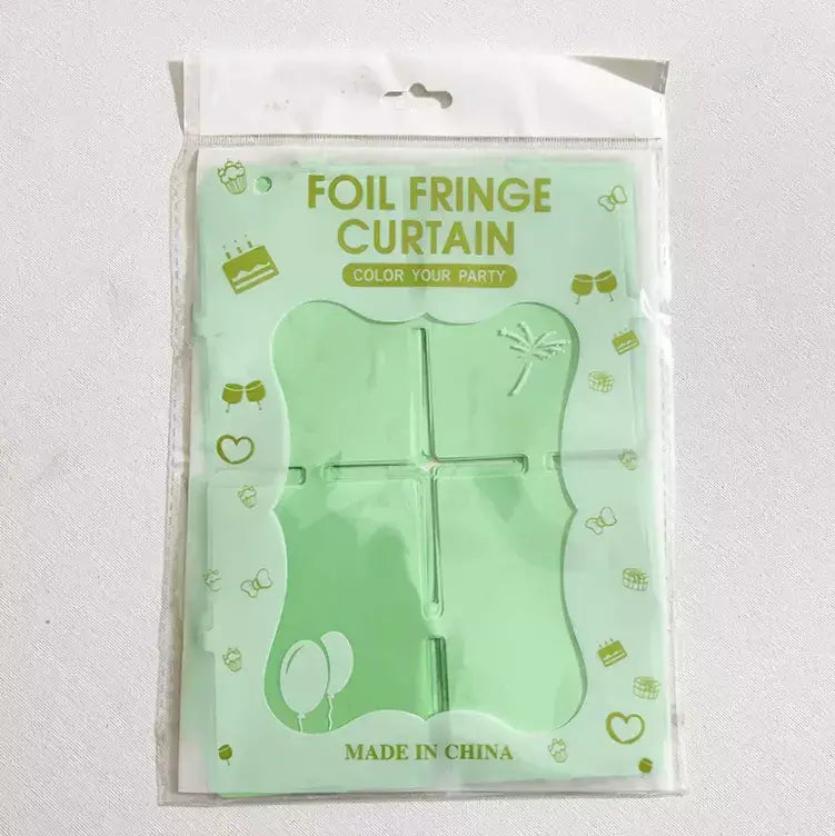 Large Square Foil Curtain backdrop - Pastel Green for Simple Birthday Decorations at Home