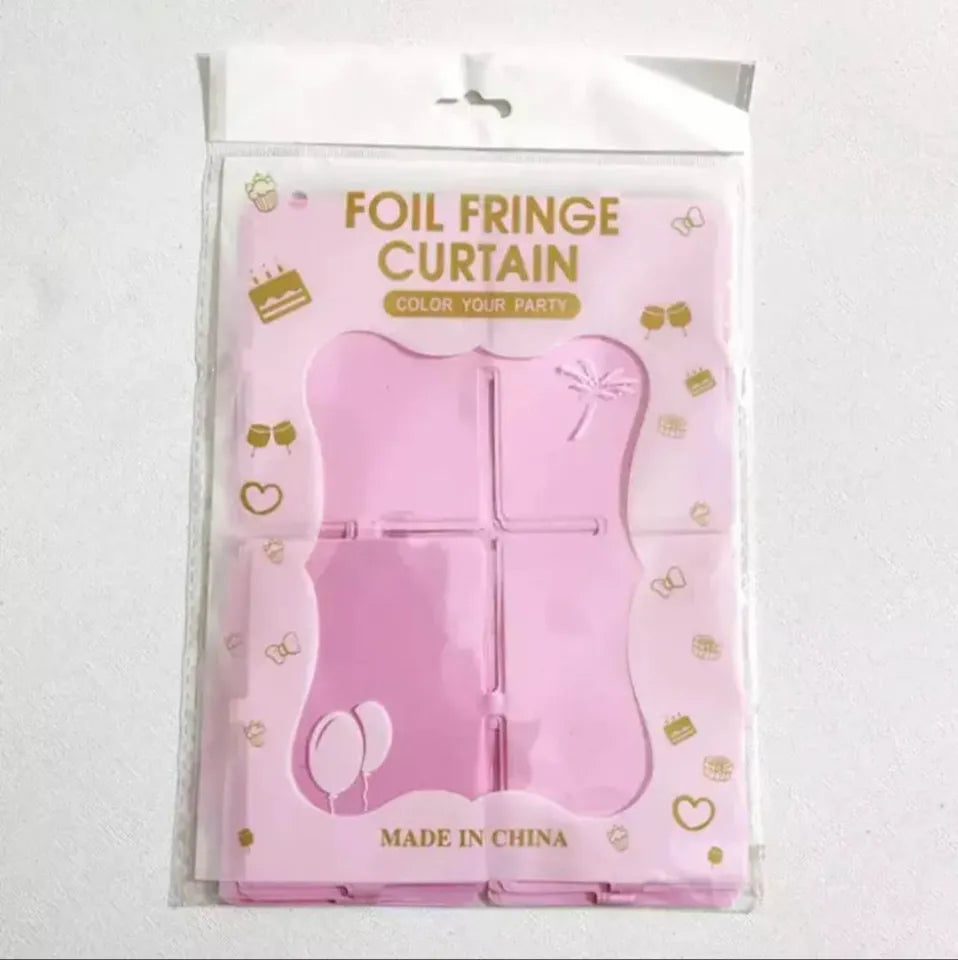 Large Square Foil Curtain backdrop - Pastel Pink for Simple Birthday Decorations at Home