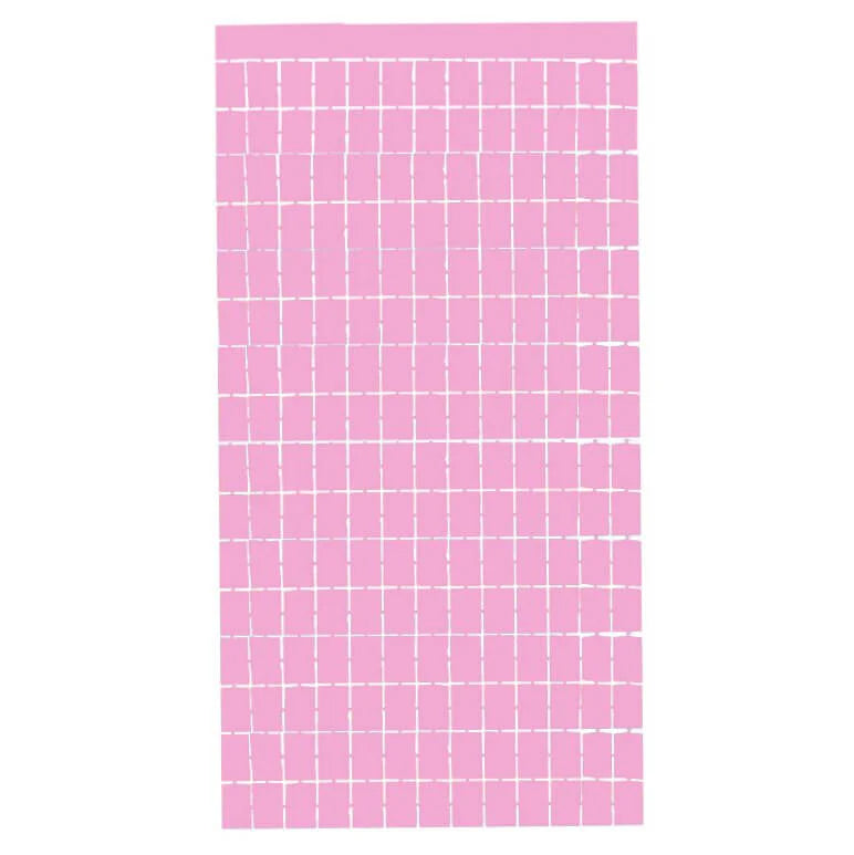 Large Square Foil Curtain backdrop - Pastel Pink for Simple Birthday Decorations at Home