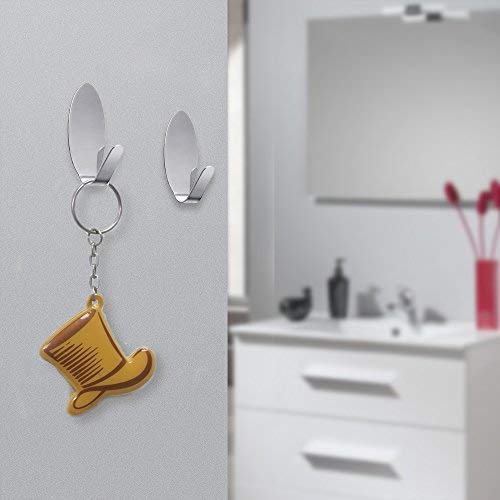 Stainless Steel Self Adhesive Wall Hooks - Pack of 6 pieces