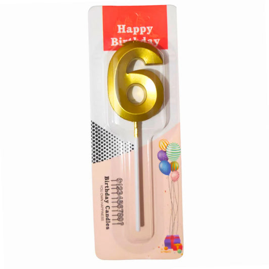 Number Six Candle - Gold