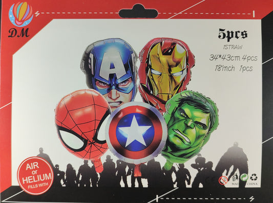 Avengers Foil Balloon - 5 pieces set for Simple Birthday Decorations at Home
