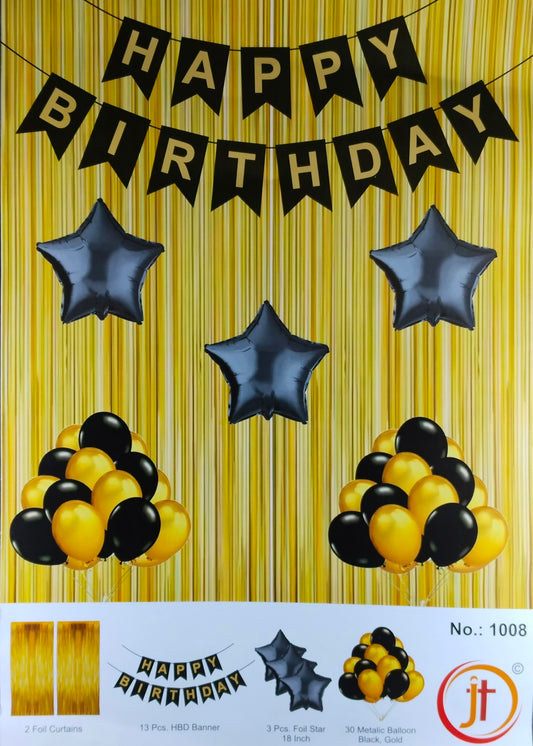 Birthday Decoration Kit - Black and Gold Combo for Birthday Decorations at Home
