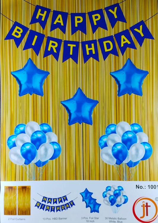 Birthday Decoration Kit - Blue and White Combo for Birthday Decorations at Home