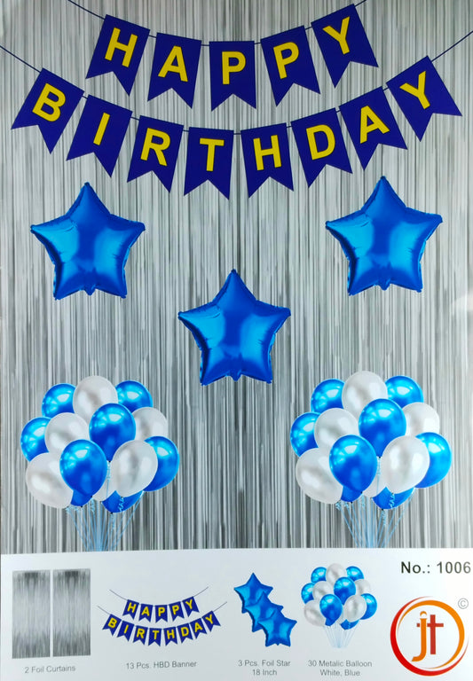 Birthday Decoration Kit - Blue and White Combo for Birthday Decorations at Home
