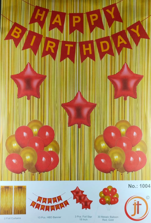 Birthday Decoration Kit - Red and Gold Combo for Birthday Decorations at Home