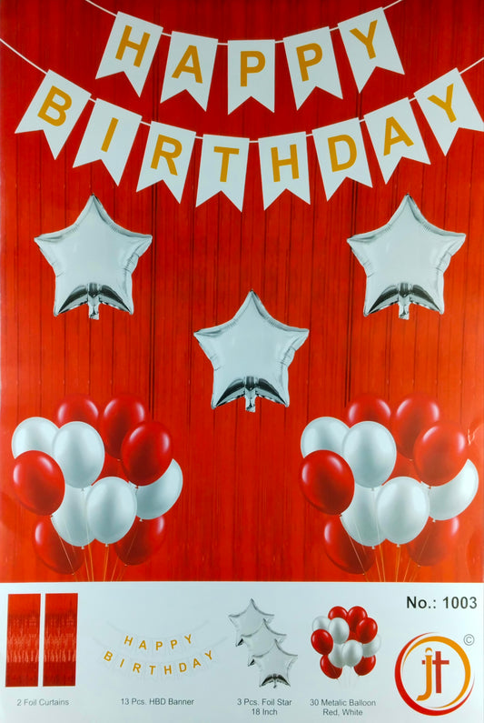 Birthday Decoration Kit - Red and White Combo for Birthday Decorations at Home