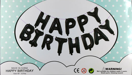 Birthday Banner - Black Foil Balloon for Simple birthday decorations at Home