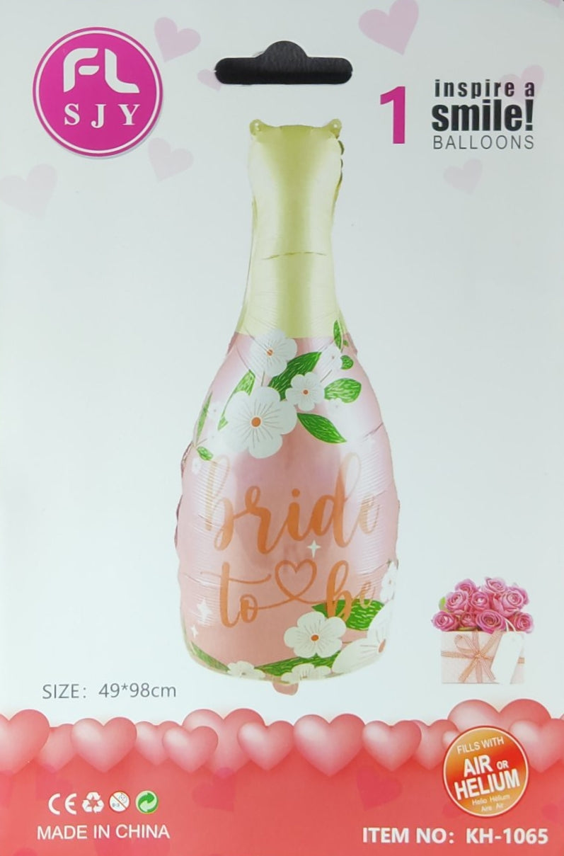 Pink Bride to Be Champagne Bottle Foil Balloon Single - 38 Inch