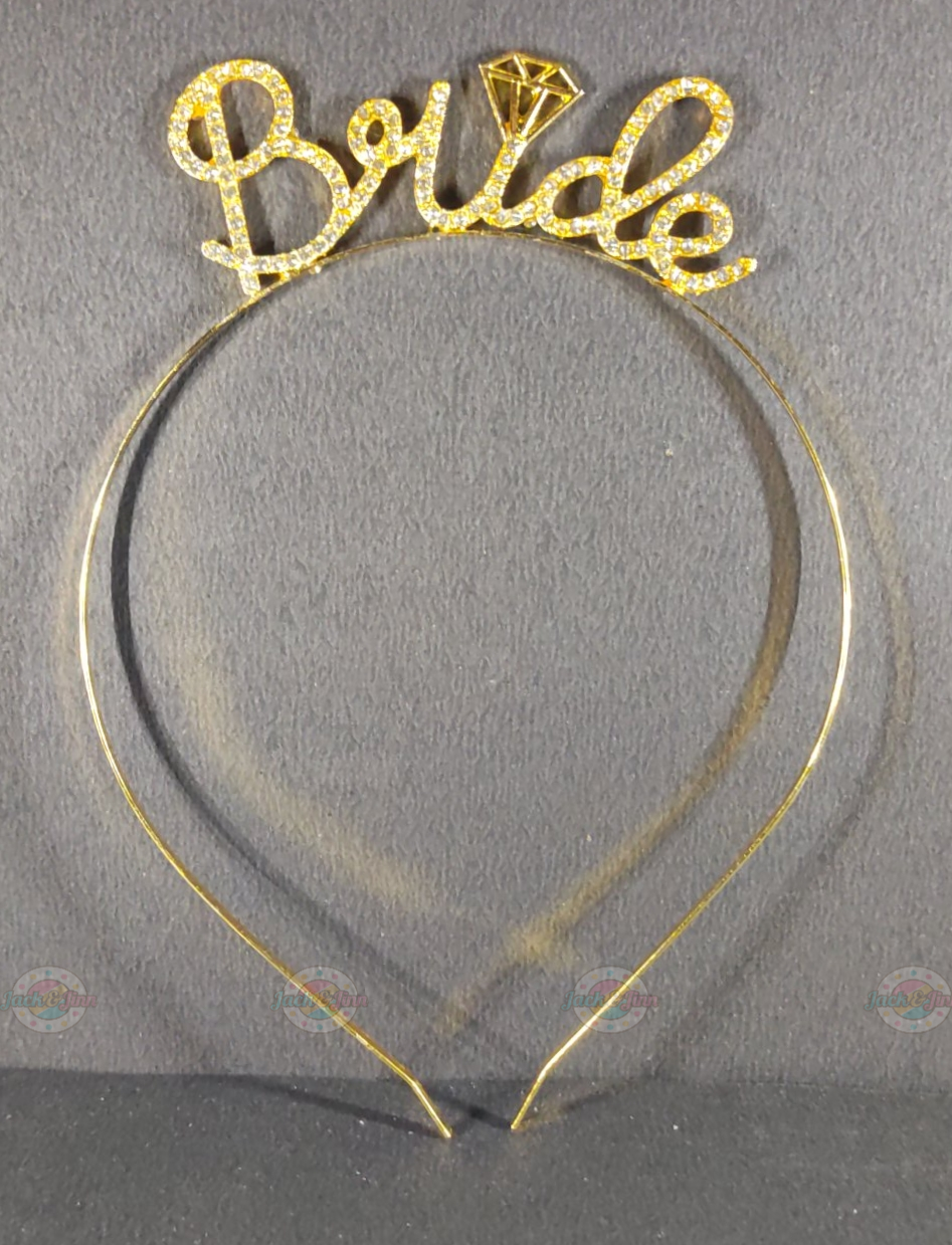 Bride Metal Crown  - Gold with Stones