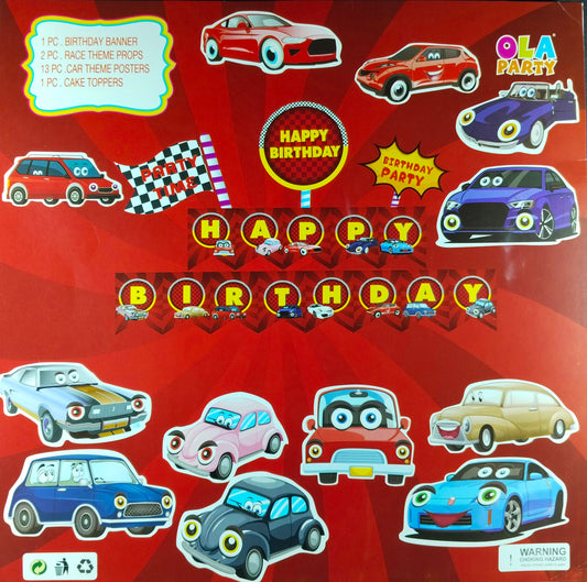 Birthday Decoration Kit - Cars Theme for Simple Birthday Decorations at Home