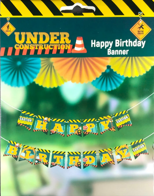 Birthday Banner - Construction Theme for Simple birthday decorations at Home