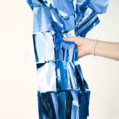 Large Square Foil Curtain backdrop - Dark Blue for Simple Birthday Decorations at Home