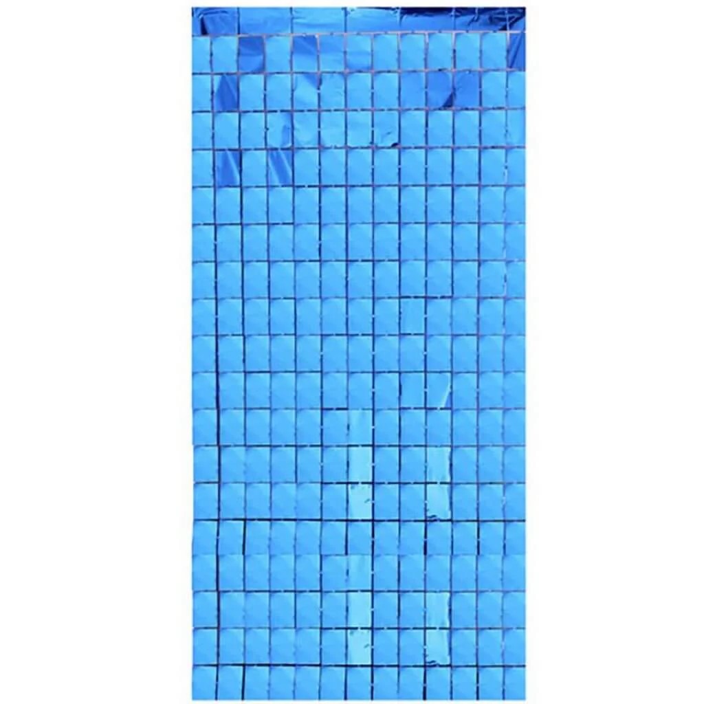 Large Square Foil Curtain backdrop - Dark Blue for Simple Birthday Decorations at Home