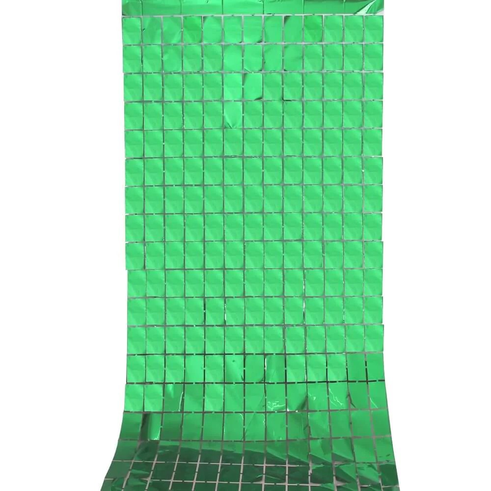 Large Square Foil Curtain backdrop - Green for Simple Birthday Decorations at Home
