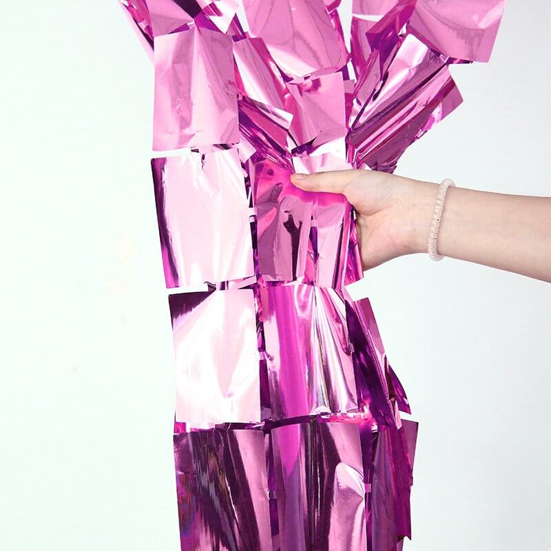 Large Square Foil Curtain backdrop - Dark Pink for Simple Birthday Decorations at Home