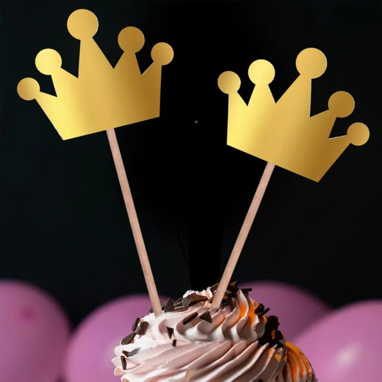 Gold Crown Cup Cake Topper (Pack of 05 pcs)