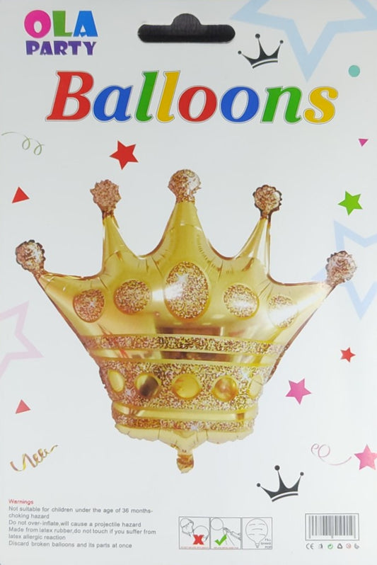 Gold Crown Foil Balloon Single - Large Size