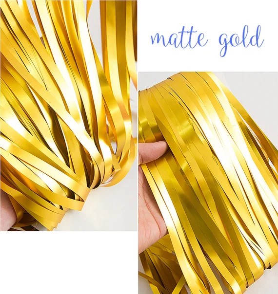 Elegant Matte Gold Foil Fringe Curtain - Jack&Jinn