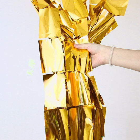 Large Square Foil Curtain backdrop - Gold for Simple Birthday Decorations at Home