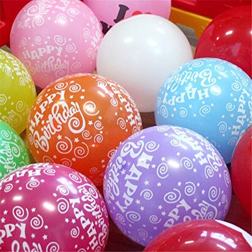 12 Inch Multi-Color Happy Birthday Balloons - 10 pcs