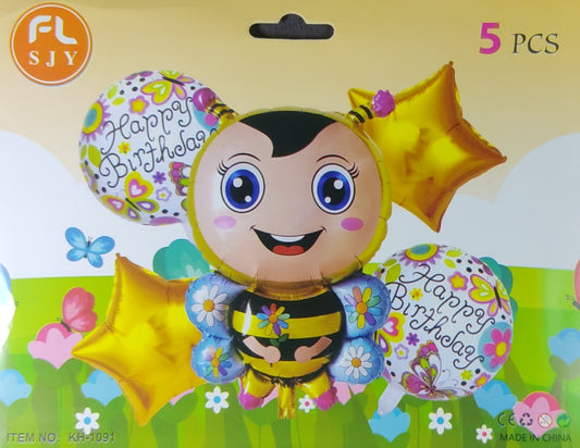 Honey Bee Foil Balloon - 5 pieces set for Simple Birthday Decorations at Home