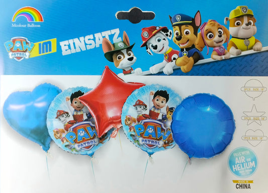Paw Patrol Foil Balloon - 5 pieces set for Simple Birthday Decorations at Home