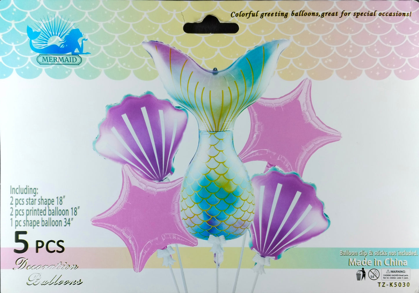 Mermaid Foil Balloon - 5 pieces set for Simple Birthday Decorations at Home