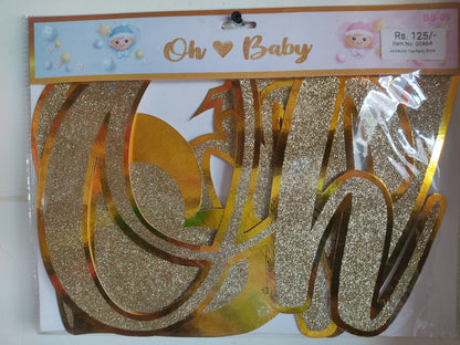 Glittering Cursive Gold Oh Baby Banner