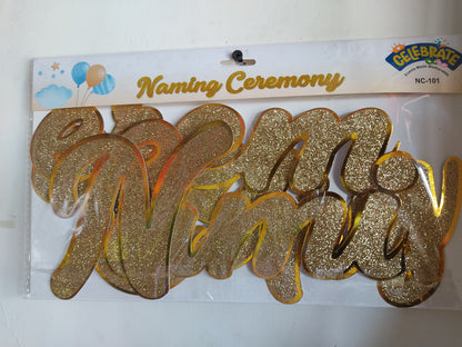 Glittering Gold Cursive Naming Ceremony Banner
