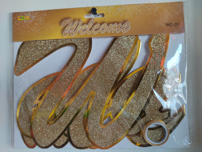 Glittery Gold Cursive Welcome Banner