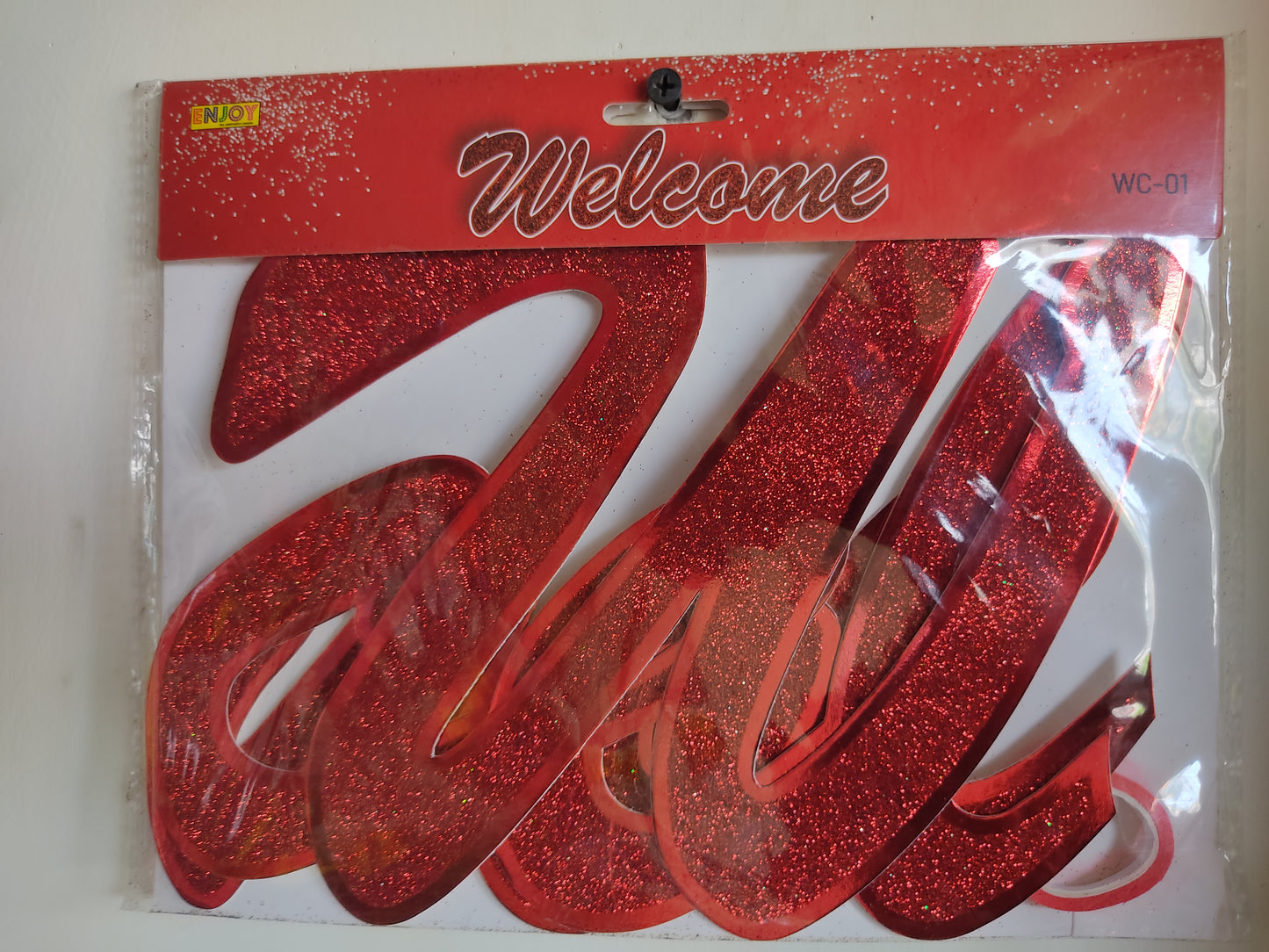 Glittering Cursive Red Welcome Banner