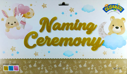 Glittering Blue Cursive Naming Ceremony Banner