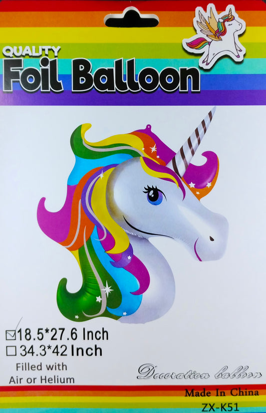 Unicorn Theme Foil Balloon Single - 26 Inch