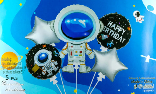 Space Foil Balloon - 5 pieces set for Simple Birthday Decorations at Home