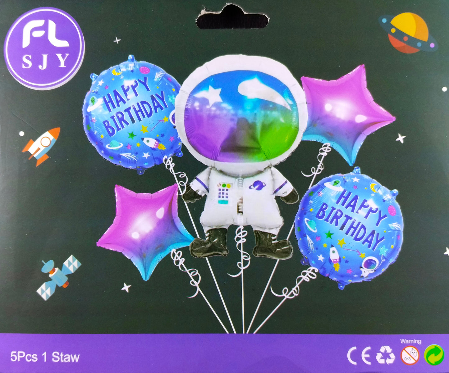 Space Foil Balloon - 5 pieces set for Simple Birthday Decorations at Home
