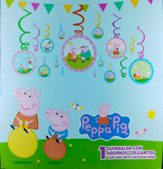 Peppa Pig Theme Swirls and Cutouts