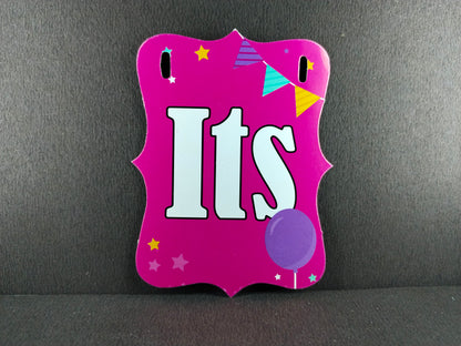 Half Birthday Banner - Pink and Purple - Small Size