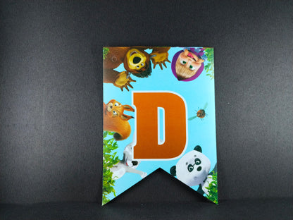 Birthday Banner - Masha and Bear Theme for Simple Birthday Decorations at Home