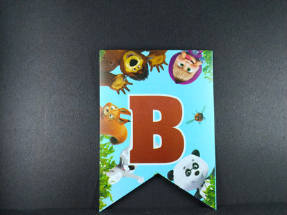 Birthday Banner - Masha and Bear Theme for Simple Birthday Decorations at Home