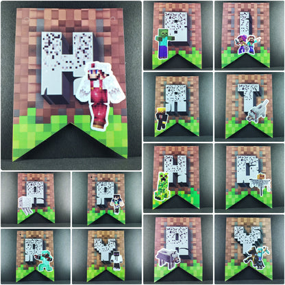 Birthday Decoration Kit - Mine Craft Theme for Simple Birthday Decorations at Home