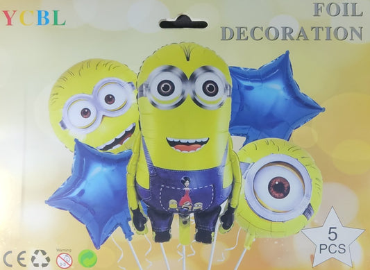 Minion Foil Balloon - 5 pieces set for Simple Birthday Decorations at Home