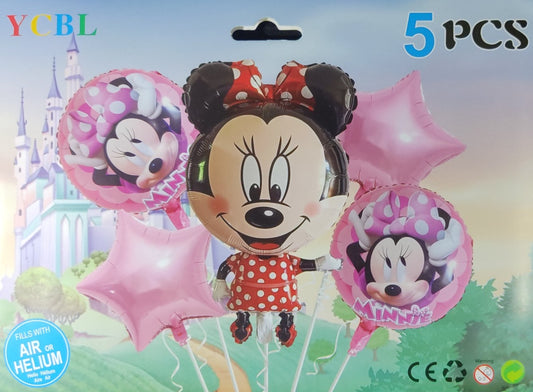 Minnie Mouse Foil Balloon - 5 pieces set for Simple Birthday Decorations at Home